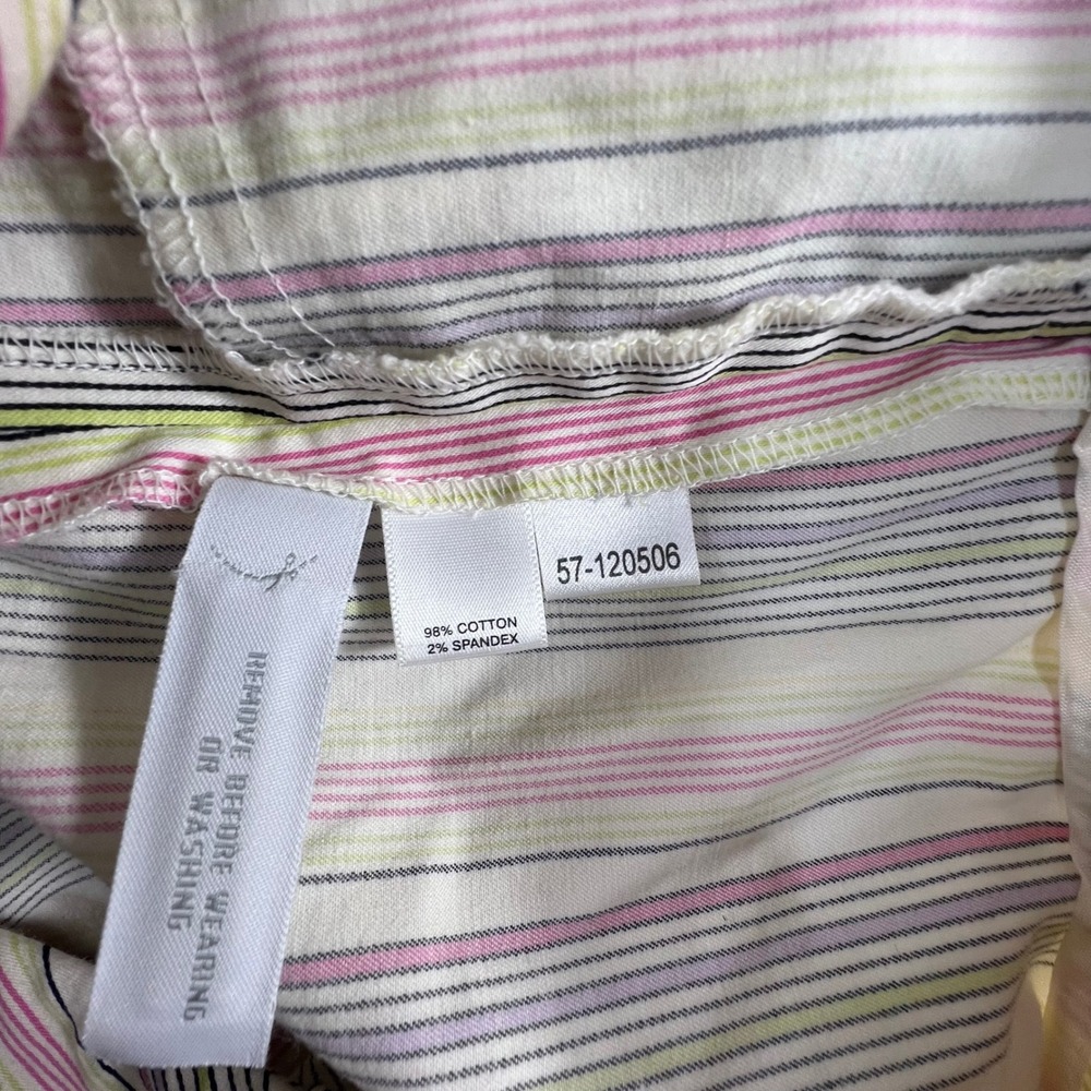 LOFT‎ Womens Pink Grey Striped Wide Leg Trousers Mid Rise Career Crop Pants - Picture 9 of 10